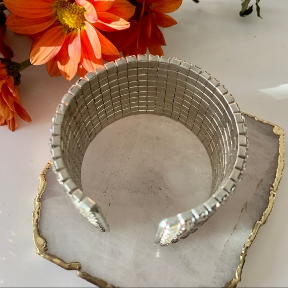 Silver Rhinestone Cuff Bracelet - Picture 5 of 7